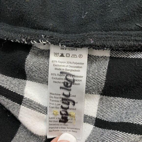 Upcycled Flannel Shirt Womens XL Rolling Stone Grunge Shacket Rock Concert Art - Picture 11 of 16